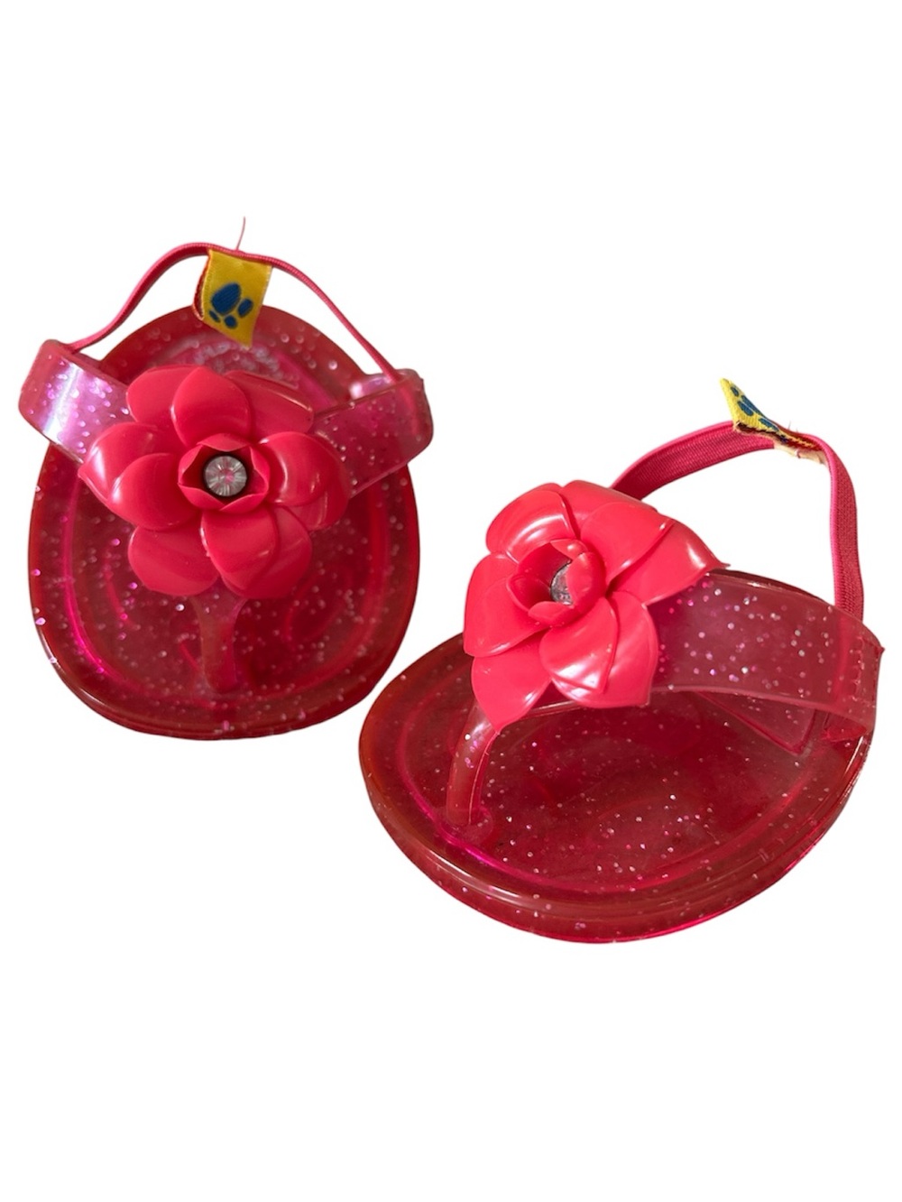 Build-A-Bear Pink Jelly glitter Sandals with Flower Charm-shoes for teddy bears